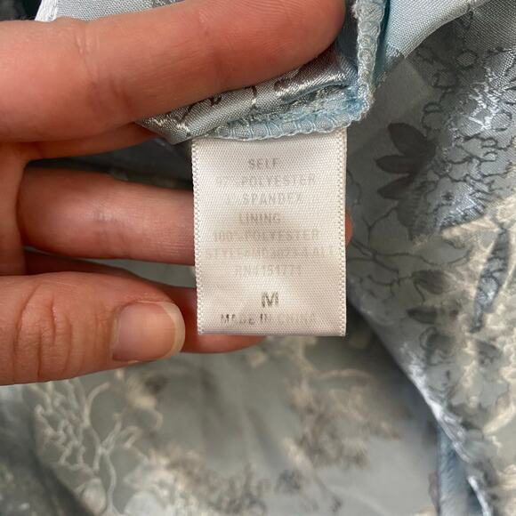 Altar’d State Light Blue Satin Floral Jacquard Ruffled Mini Party Dress Size M - Picture 11 of 11